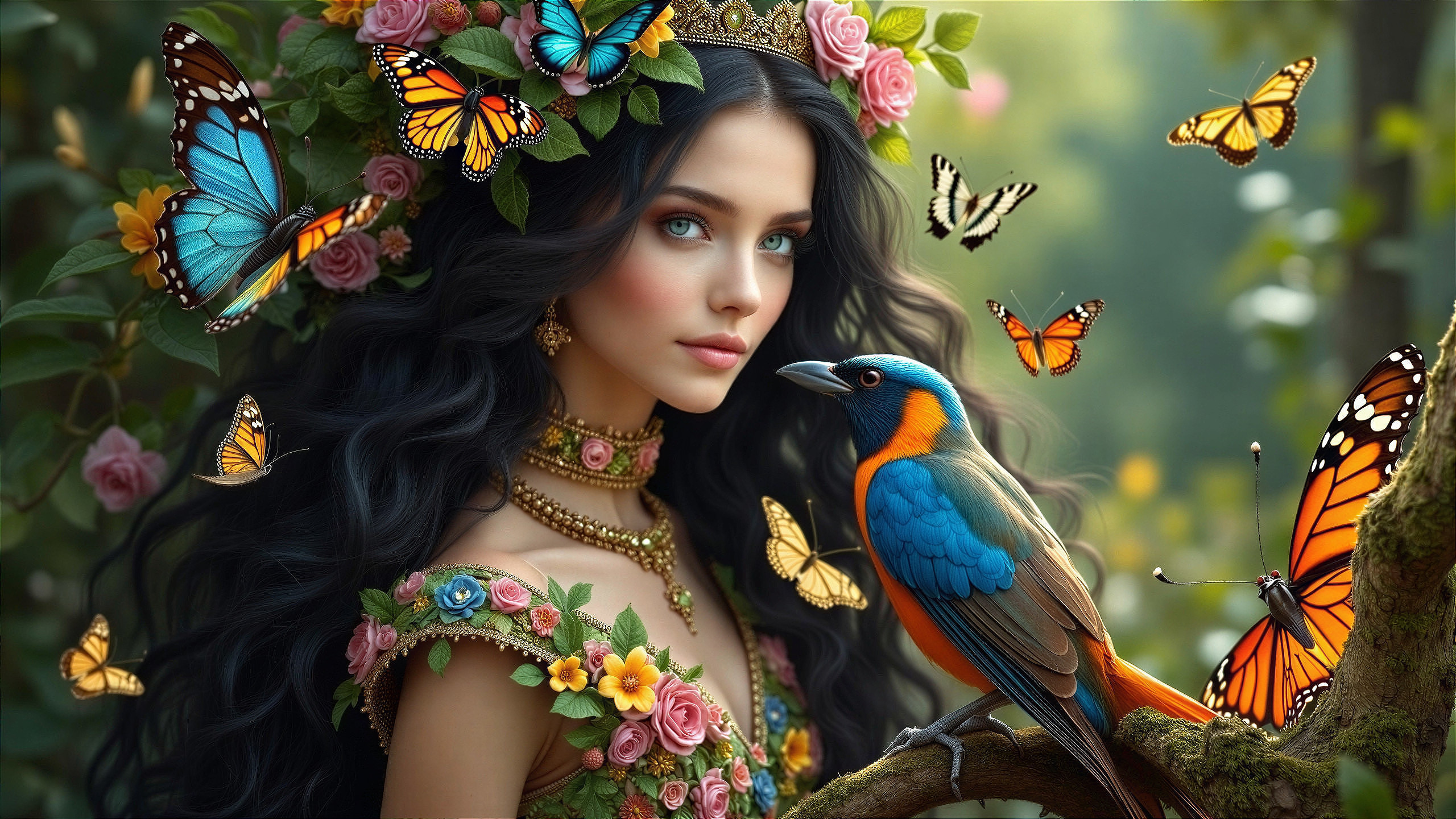 Enchanting Scene of a Young Woman in Nature