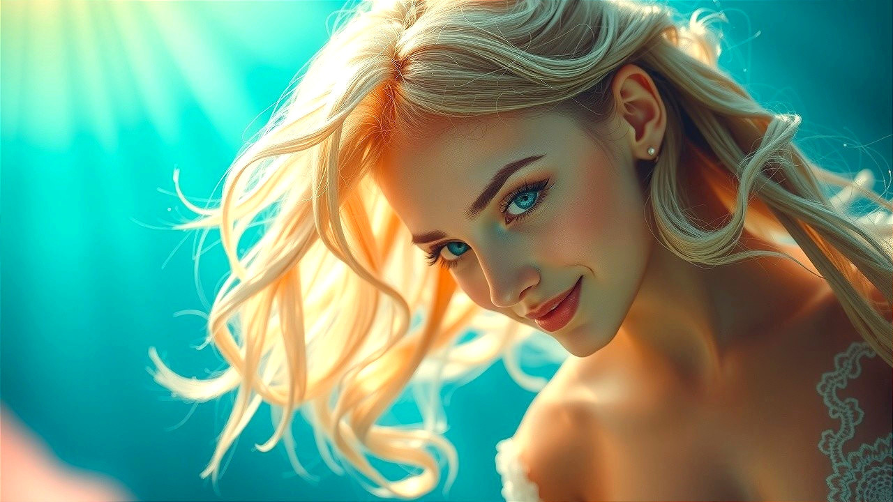 Close-up portrait of a young woman with blonde hair