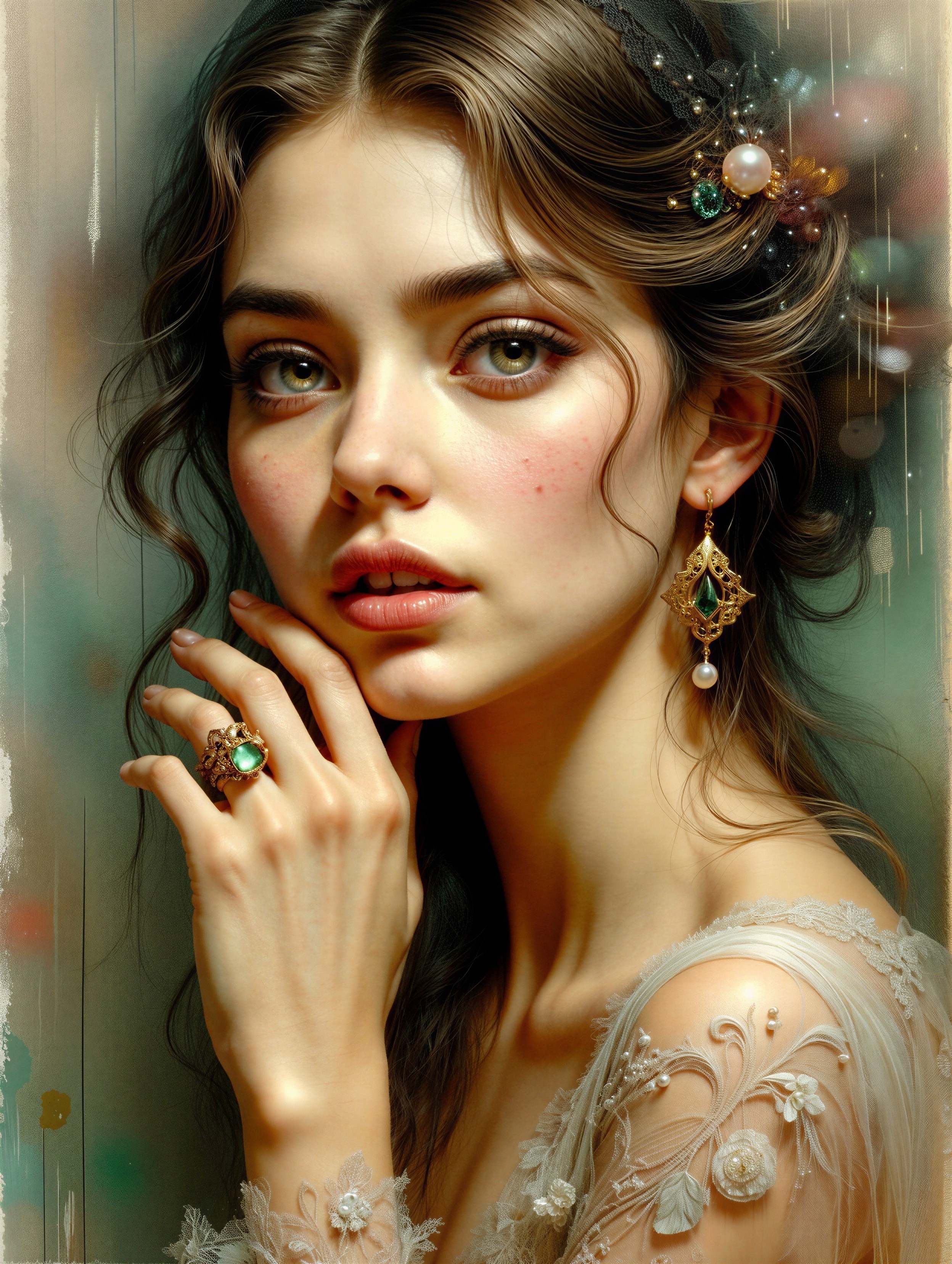Close-Up Portrait of a Young Woman's Ethereal Beauty