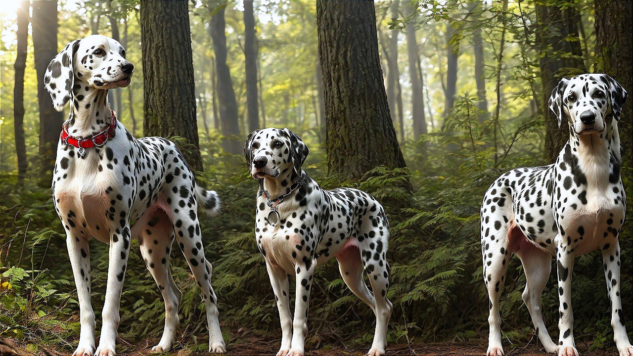 Dalmatians in a Lush Green Forest Setting
