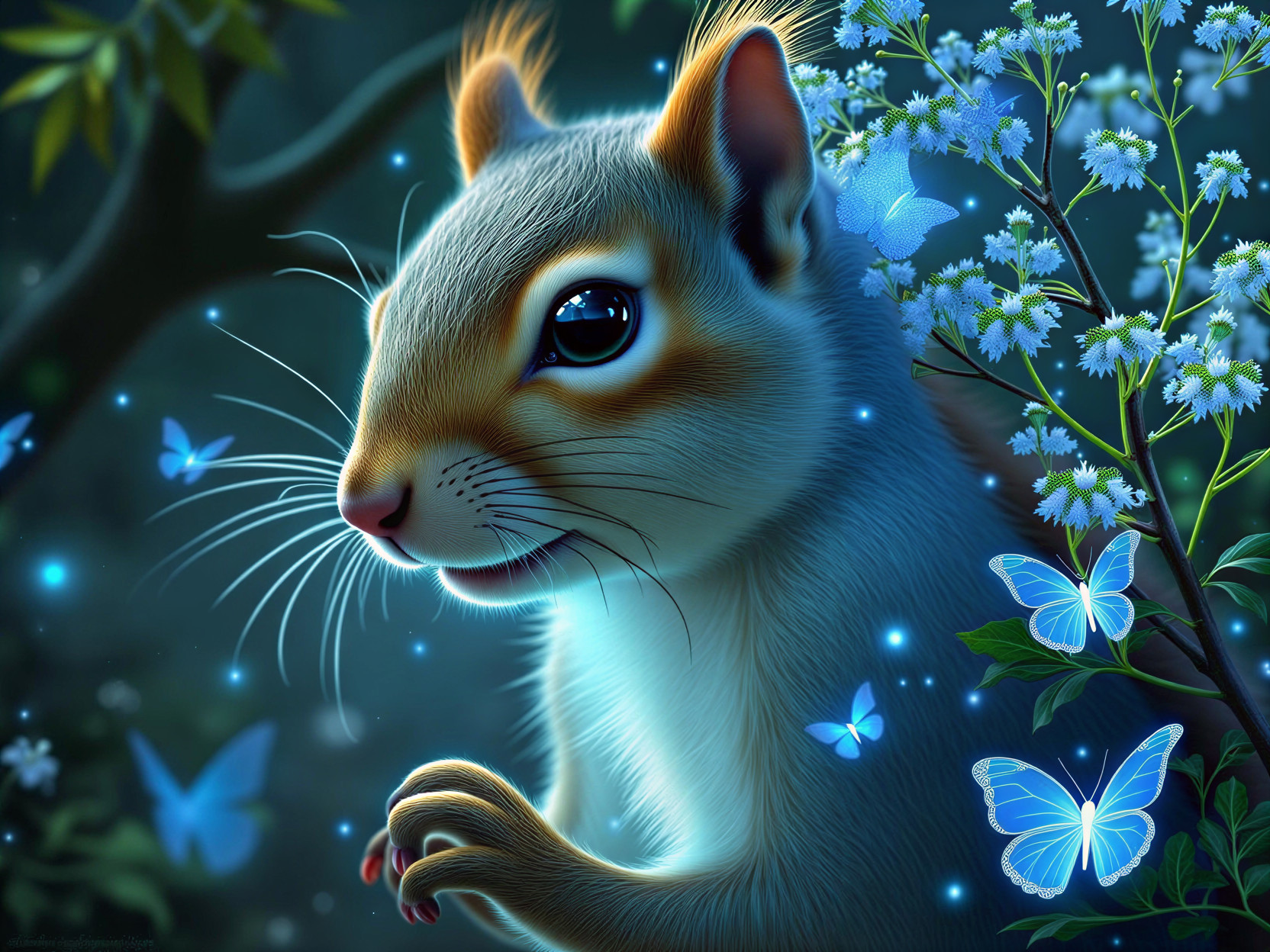 Whimsical Squirrel in a Magical Floral Setting