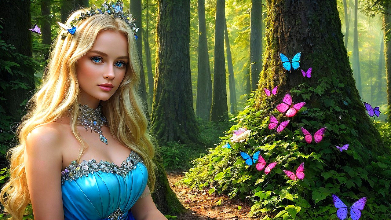 Enchanting Young Woman in a Magical Forest Setting