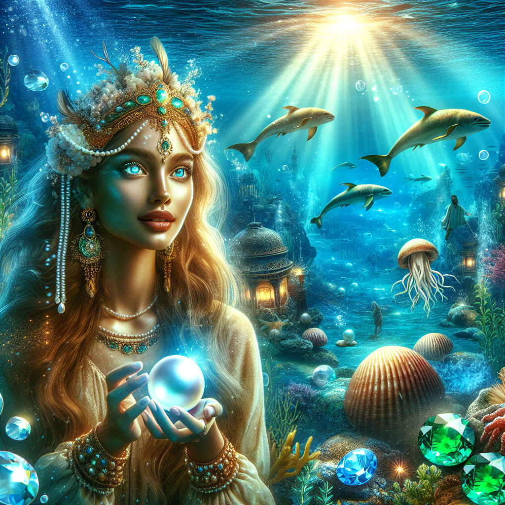 Mystical Underwater Scene with Marine Life and Ruins