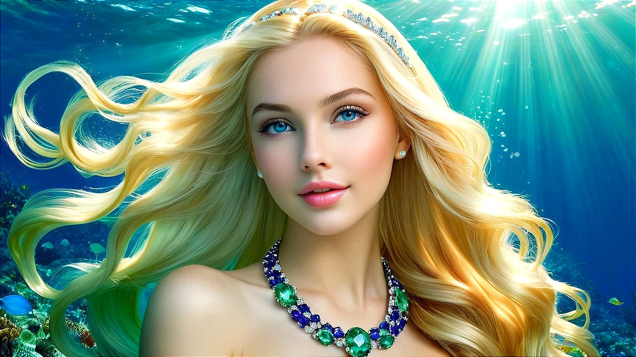 Luminous Underwater Scene with Elegant Figure
