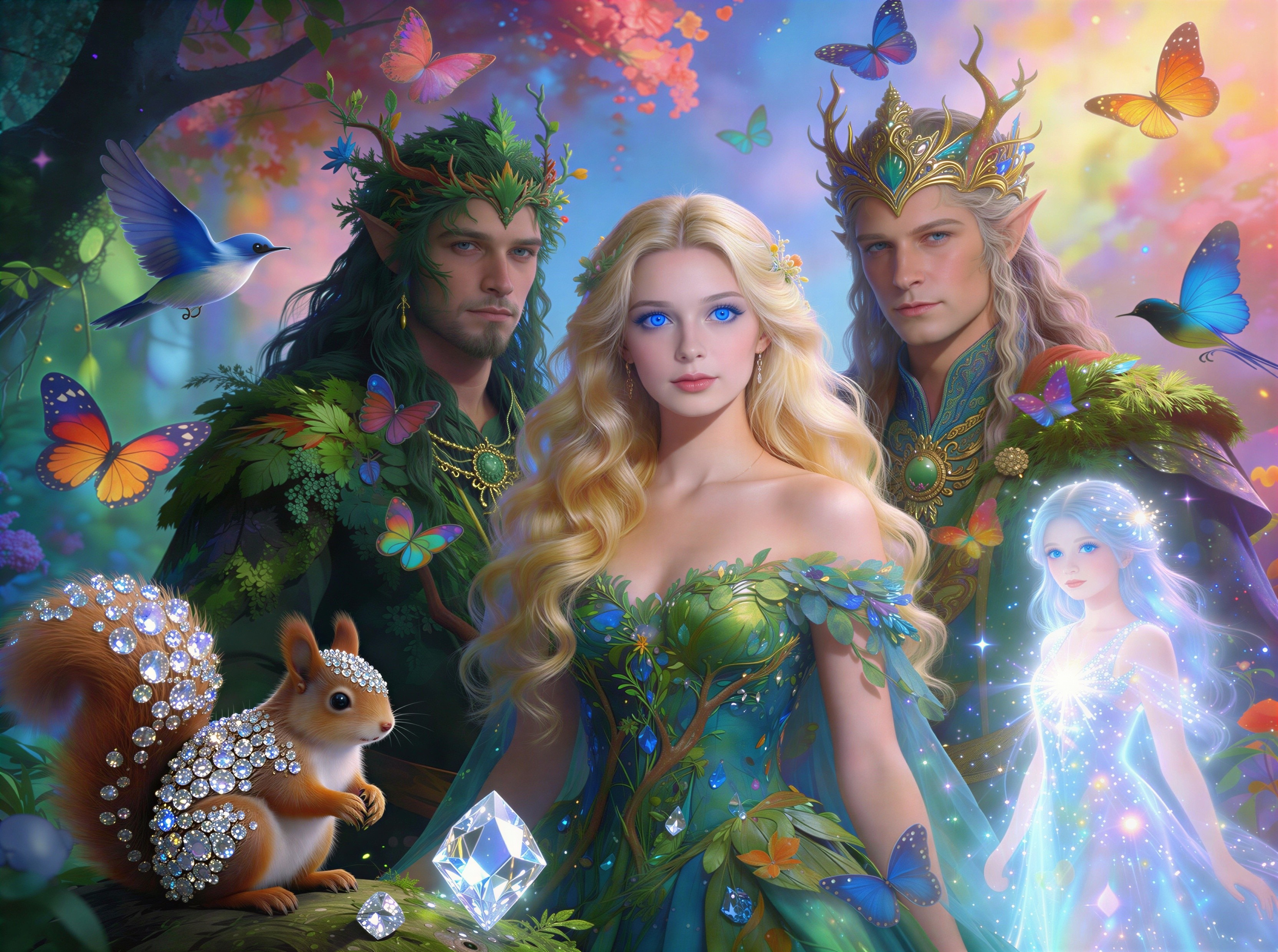 Magical Forest Scene with Enchanted Characters