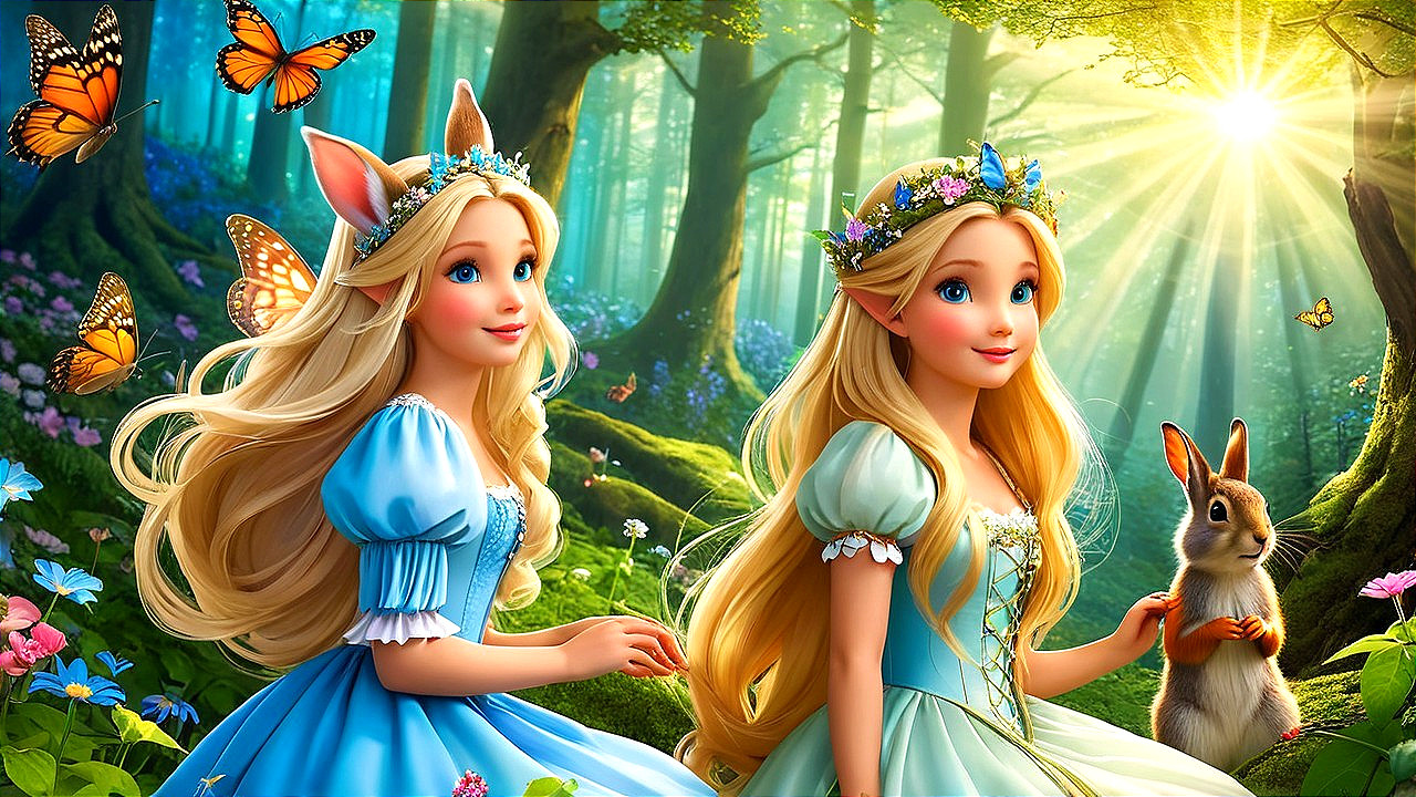 Fairy-tale Characters in a Vibrant Flower Scene