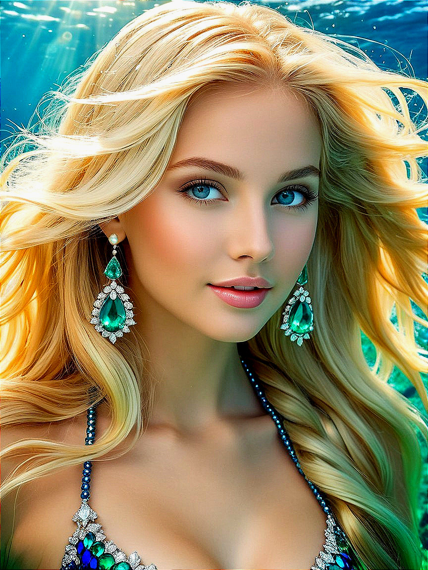 Underwater Portrait of a Young Woman with Blonde Hair