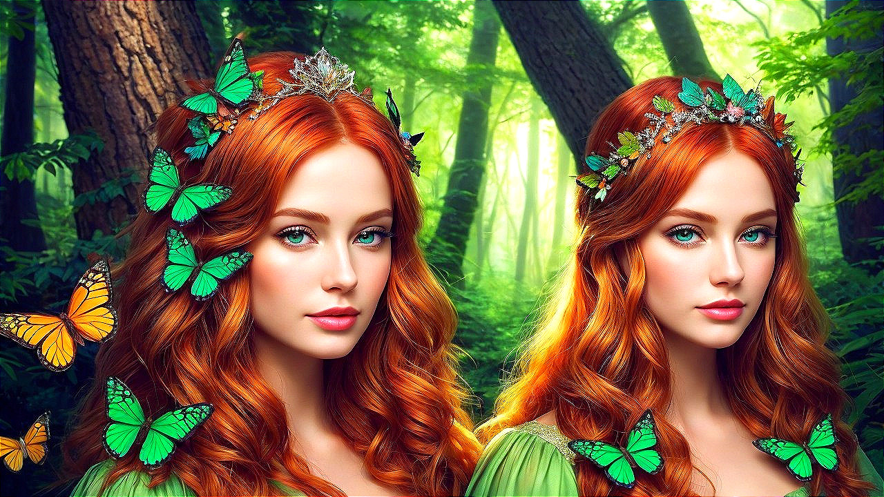 Enchanting Figures in a Lush Forest Setting