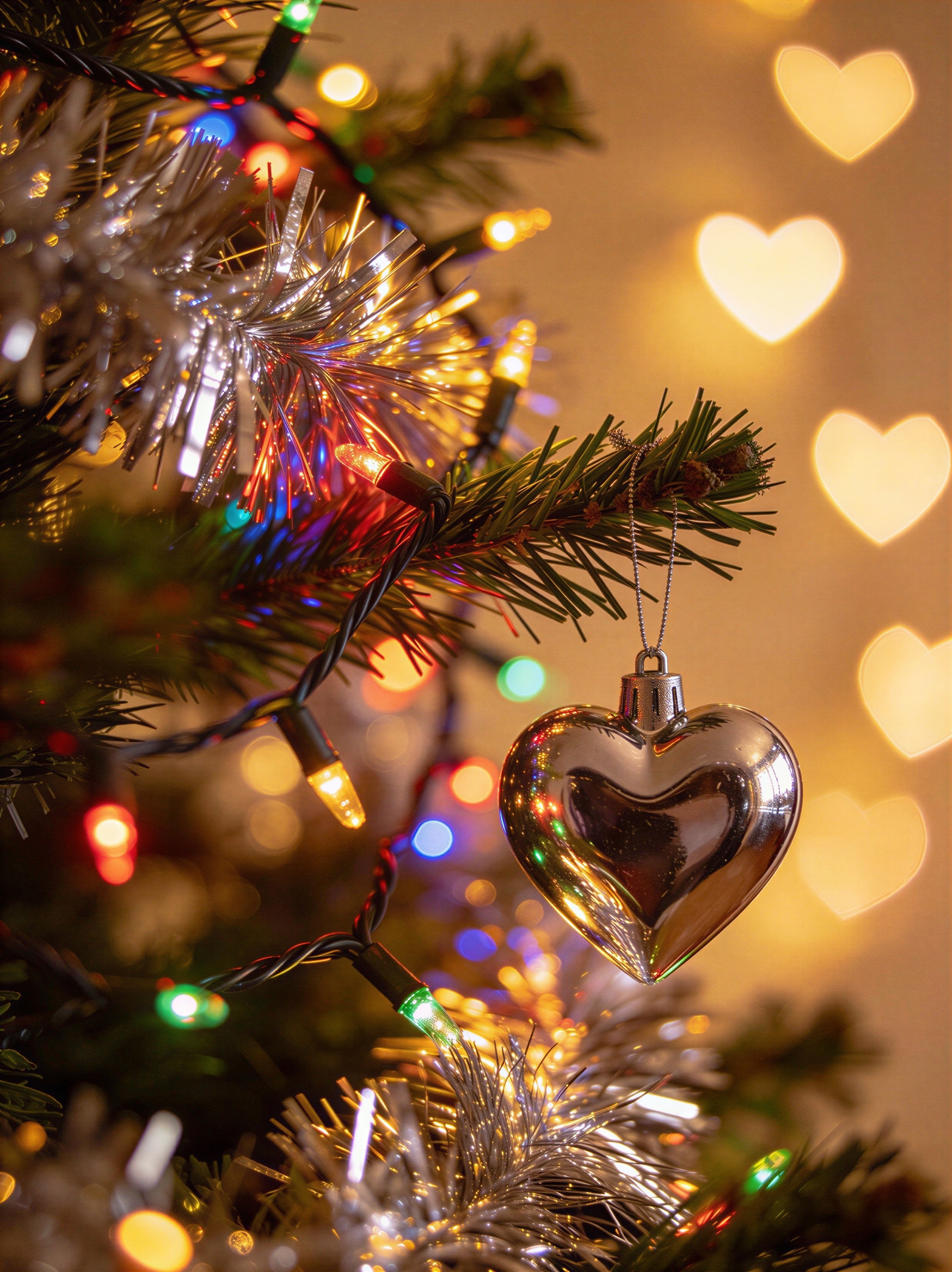 Vibrant Christmas Tree with Colorful Decorations and Bokeh