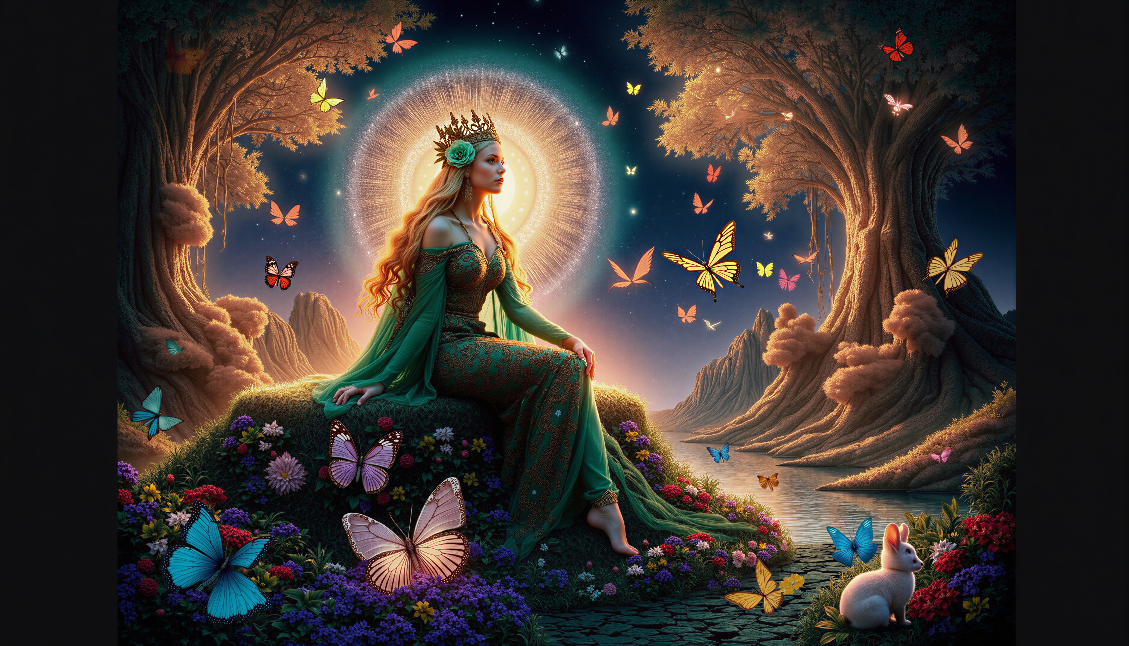 Serene Figure in a Mystical Nature Landscape