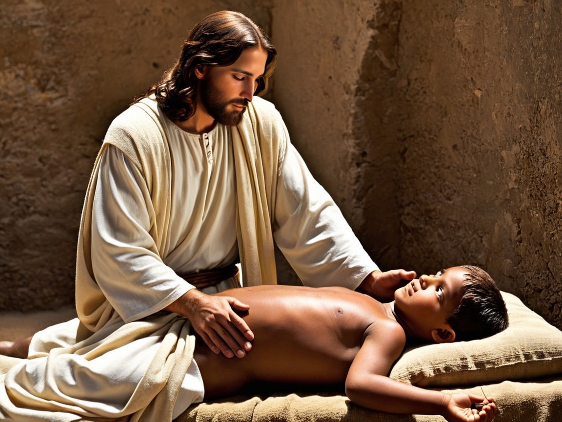 Healing Connection in a Serene Setting with a Child