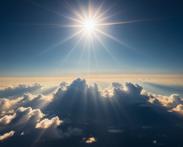 Aerial View of Sunlit Clouds and Blue Sky