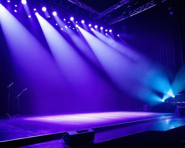 Vibrant Stage with Dramatic Purple and Blue Lighting