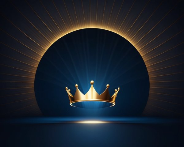 Golden Crown on Deep Blue Background with Soft Glow