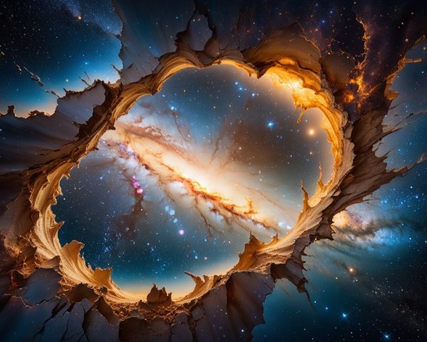 Swirling Galaxy Surrounded by Rocky Edges and Stars