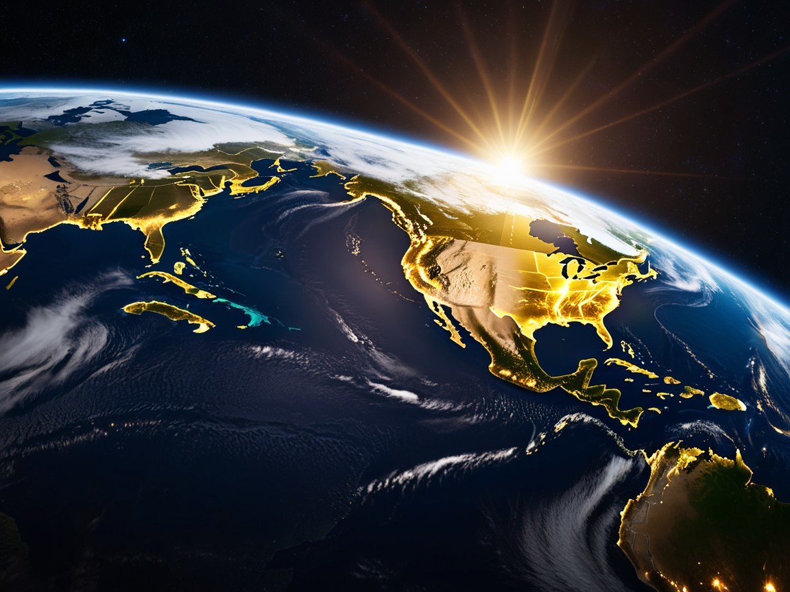 Earth from Space: North America at Sunrise