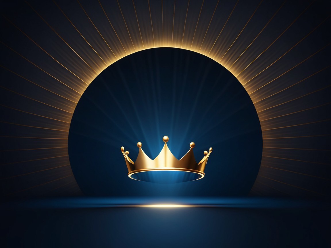 Golden Crown on Deep Blue Background with Soft Glow