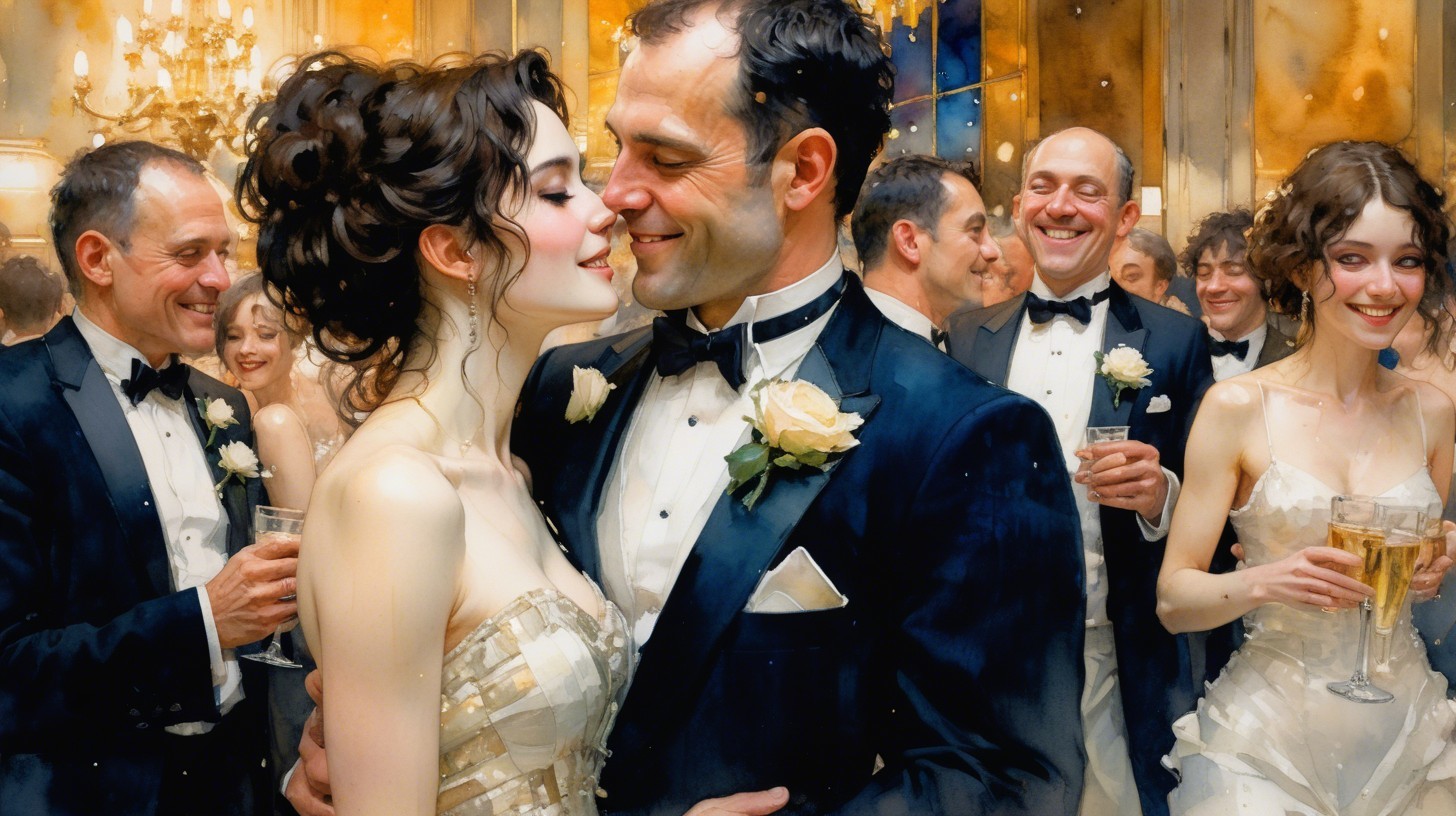 Glamorous Indoor Wedding Reception Digital Painting