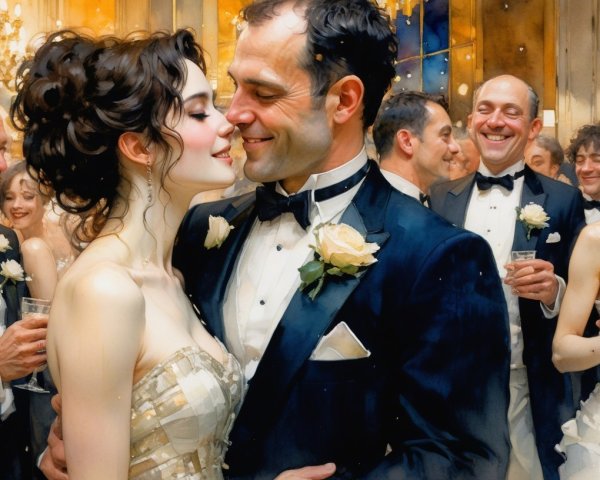 Glamorous Indoor Wedding Reception Digital Painting