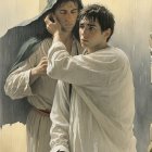 Romantic Scene of a Couple by Serene Water