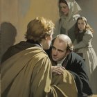 Emotional Scene in Dimly Lit Interior Artwork