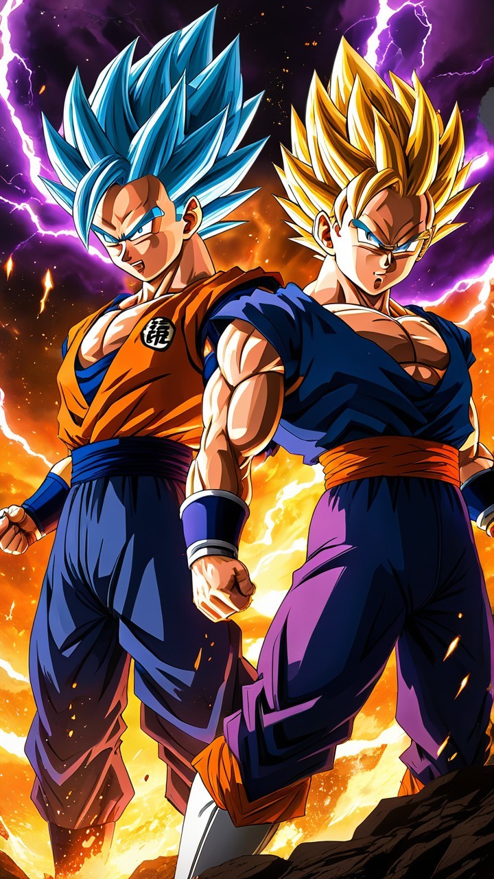 Dragon Ball Characters in Dramatic Fiery Setting