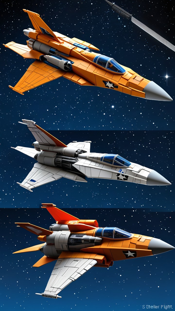 Futuristic Fighter Jets with Distinct Designs in Space