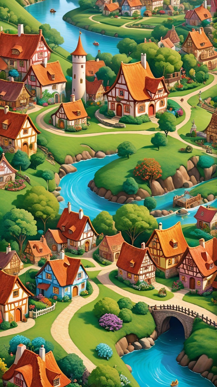 Charming Village in a Lush Green Landscape