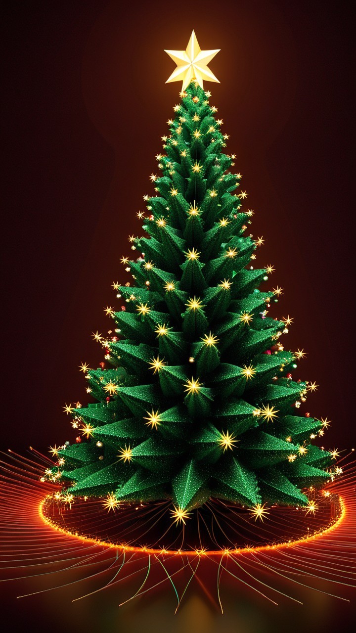 Vibrant Green Christmas Tree with Illuminated Decorations