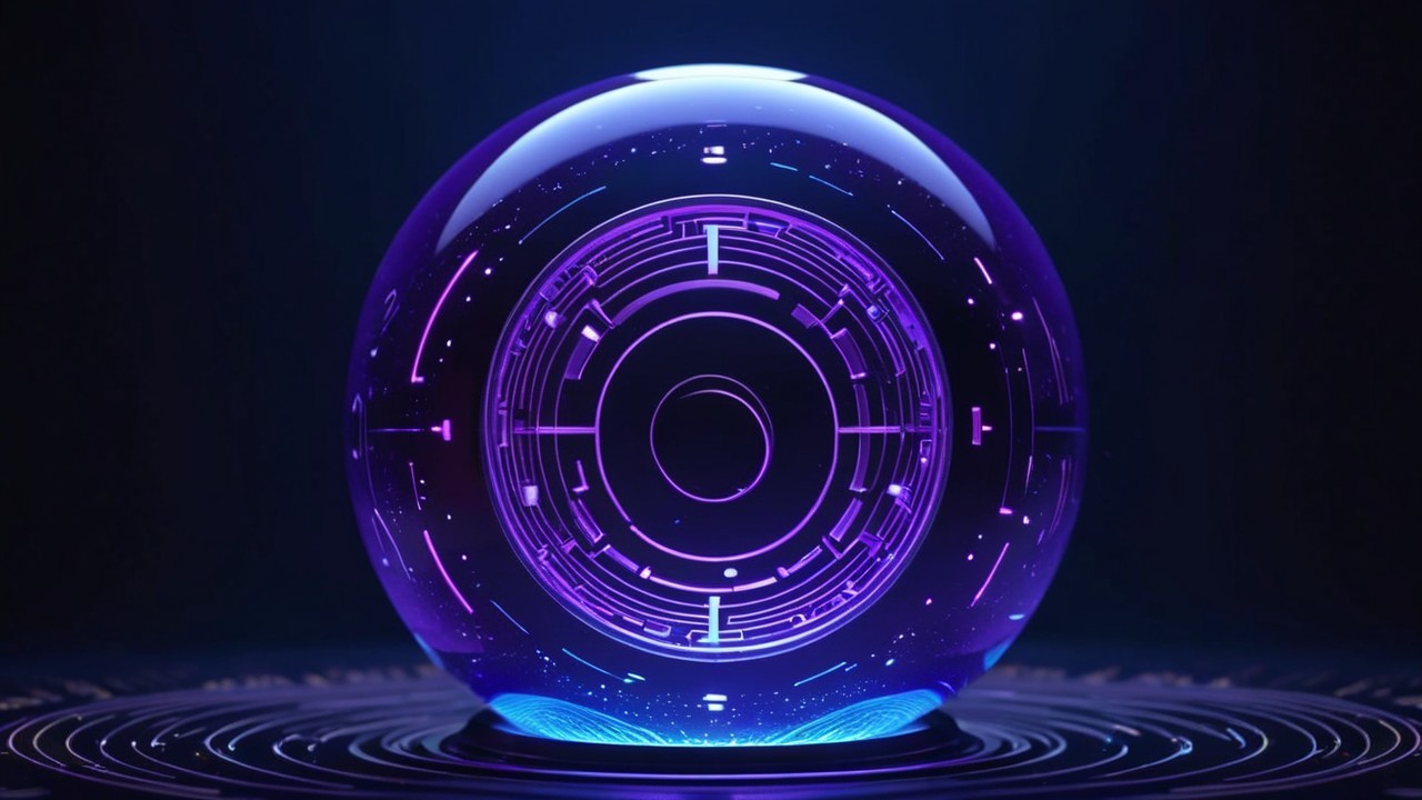 Futuristic Translucent Sphere with Circuit Patterns