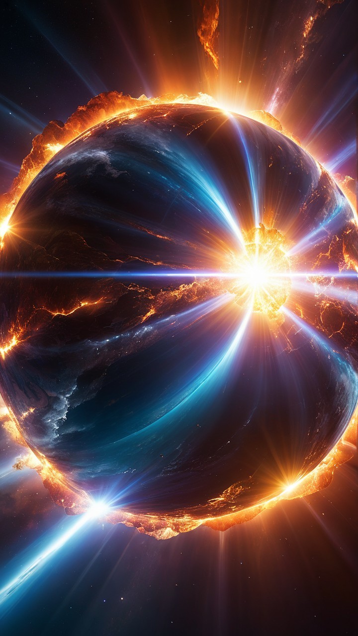 Vibrant Planet Surrounded by Explosive Cosmic Energy