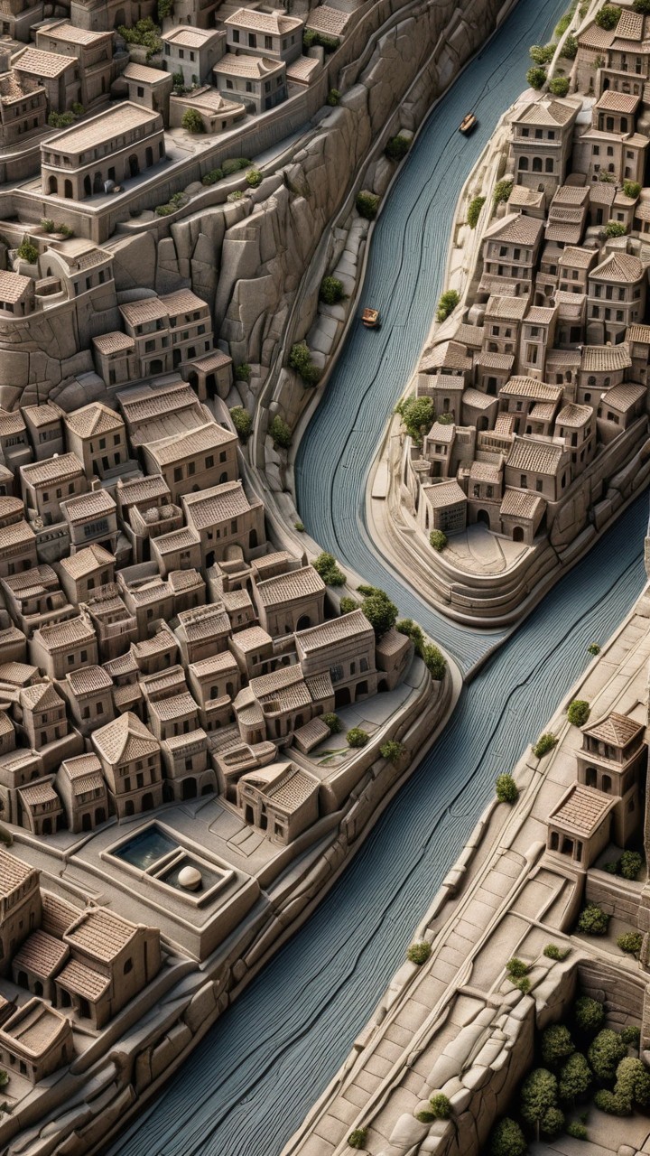 Aerial View of Intricate Landscape and Architecture