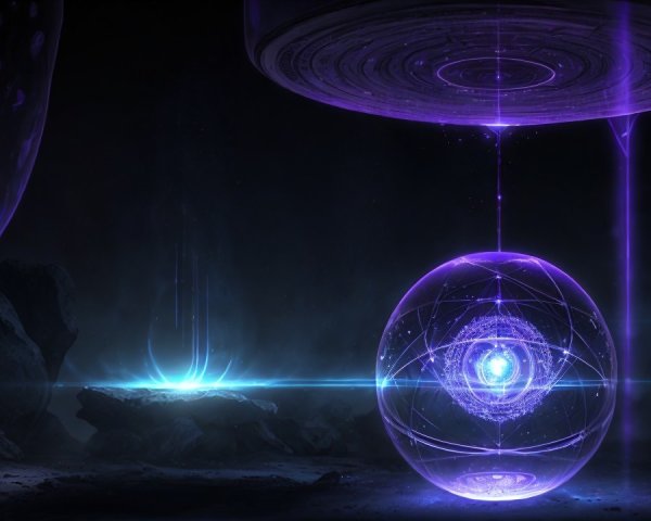 Cosmic Scene with Luminous Orb and Energy Vortex