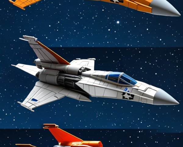 Futuristic Fighter Jets with Distinct Designs in Space