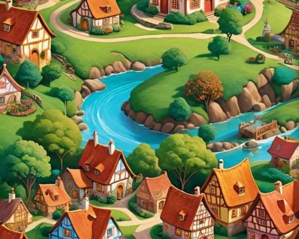 Charming Village in a Lush Green Landscape