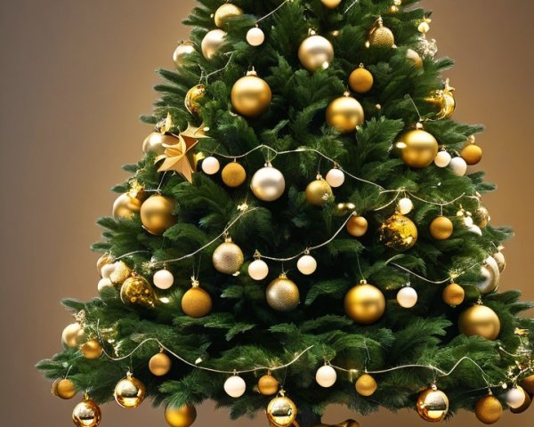 Decorated Artificial Christmas Tree with Gifts Below