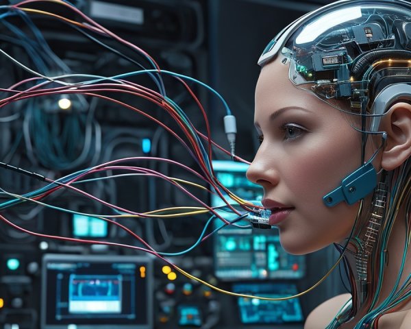 Futuristic Cybernetic Woman with Advanced Technology