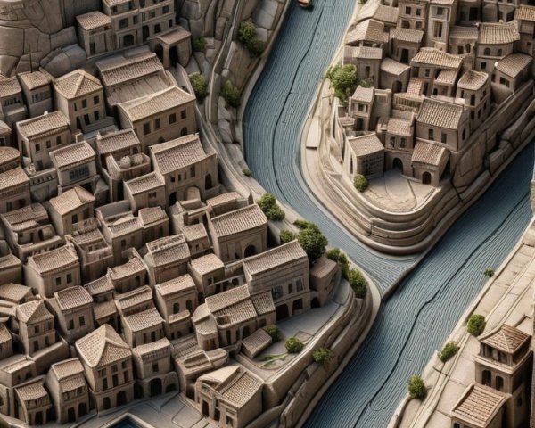 Aerial View of Intricate Landscape and Architecture