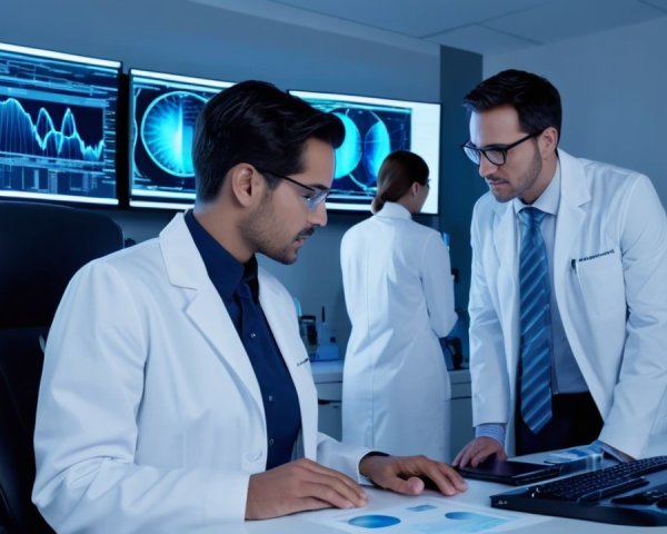 Scientists Analyzing Neurological Data in Research Lab