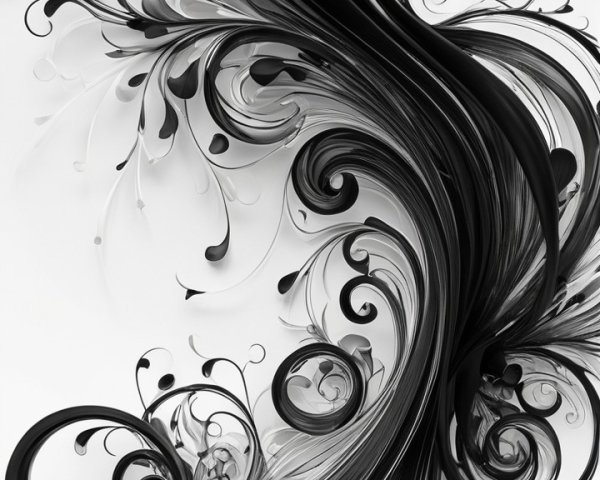Intricate Black and White Swirling Pattern Design