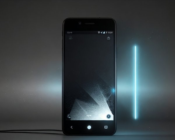 Sleek black smartphone with minimalist design and lighting