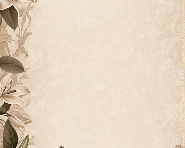 Floral-Themed Border Design in Soft Beige Tones