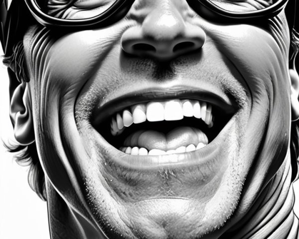 Muscular Figure with Confident Smile and Sunglasses