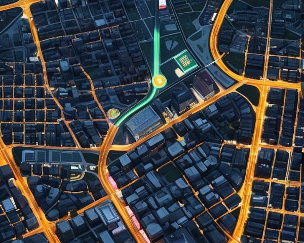 Aerial View of a Lively Urban Area at Night