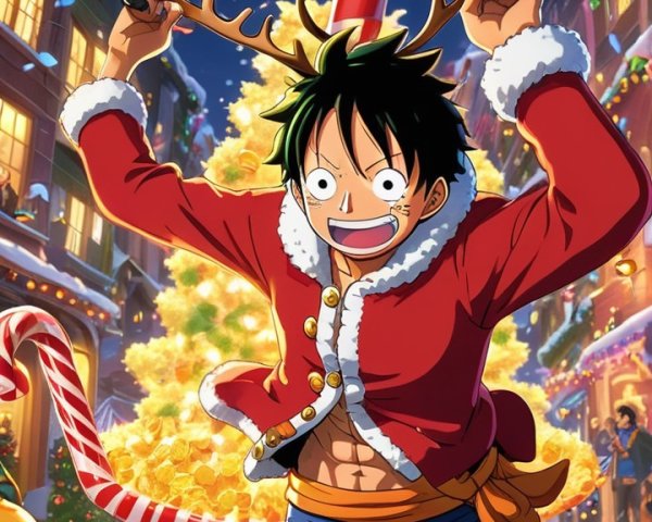 Cheerful Character in Festive Winter Scene