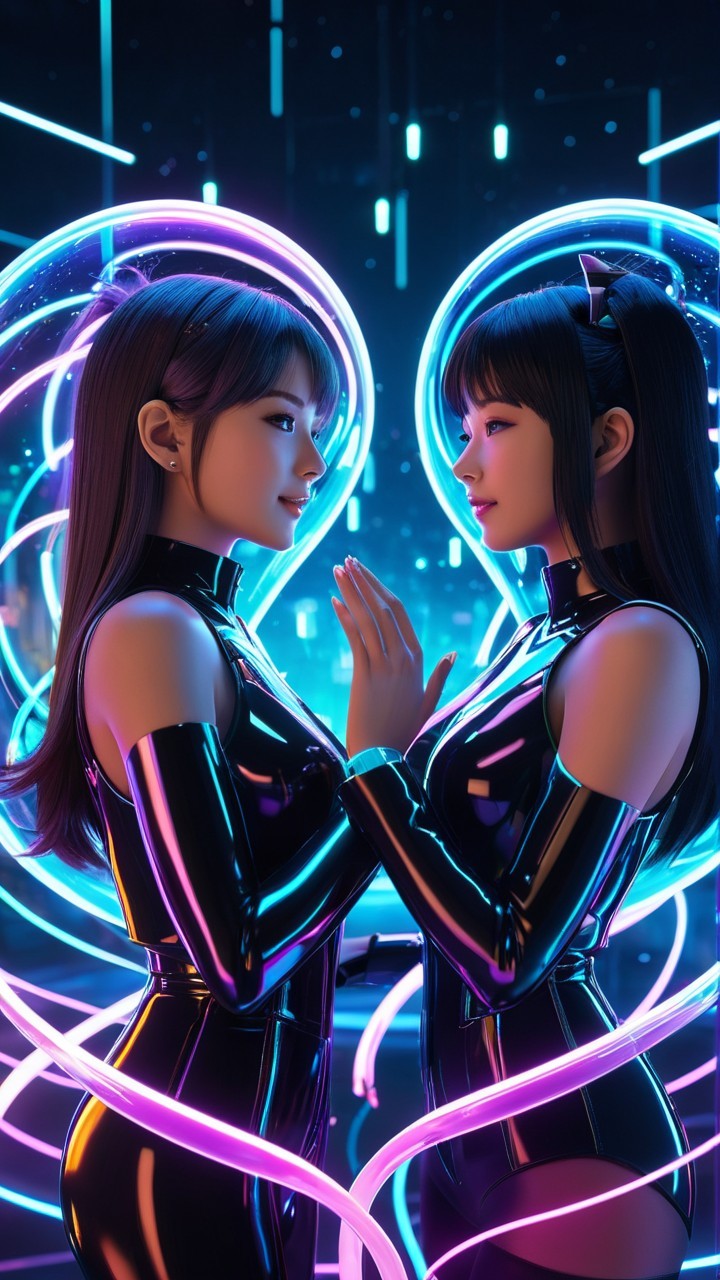 Futuristic Characters in Neon Sci-Fi Setting