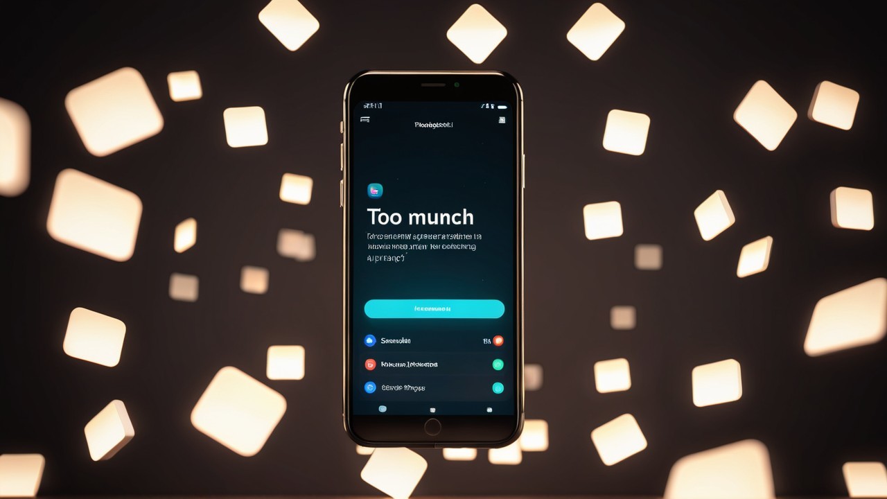 Smartphone App Interface with "Too Much" Message