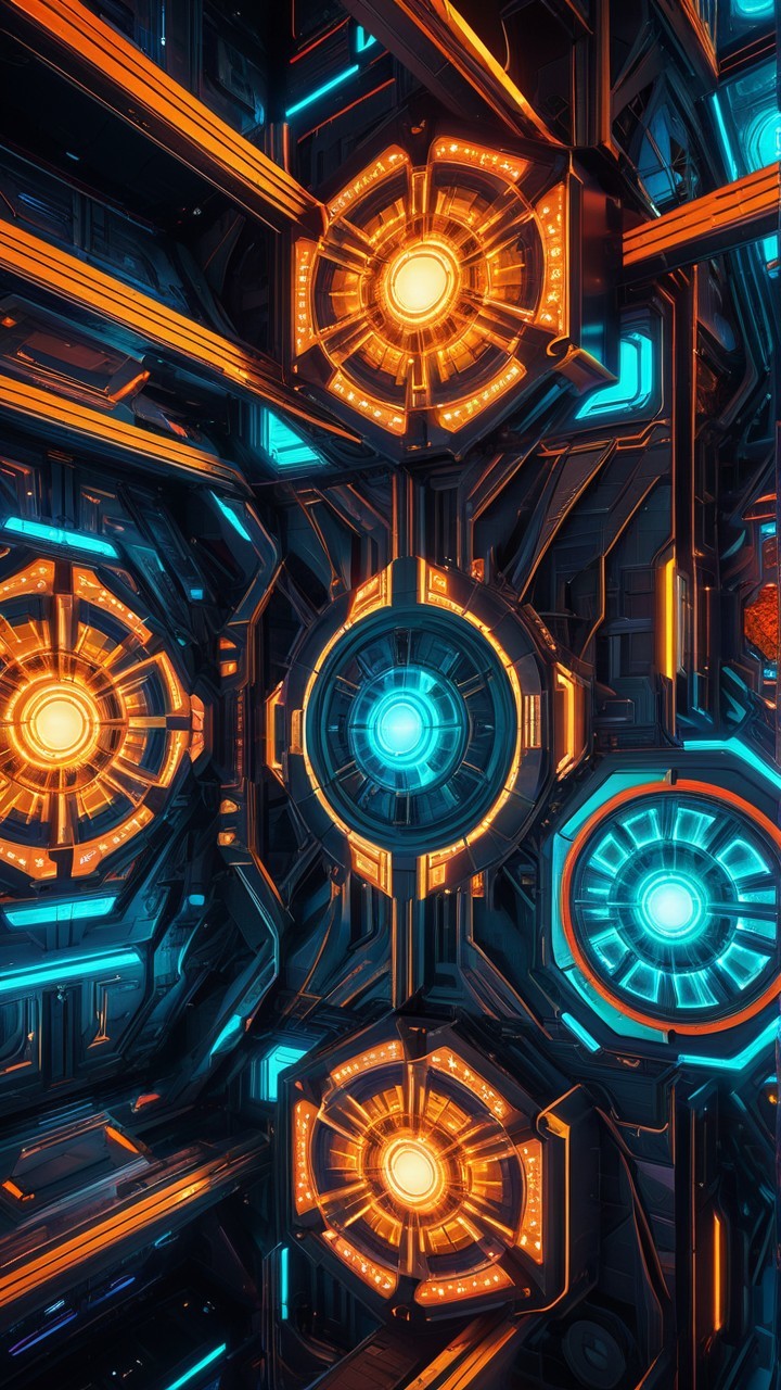 Futuristic Abstract Design with Glowing Circular Elements