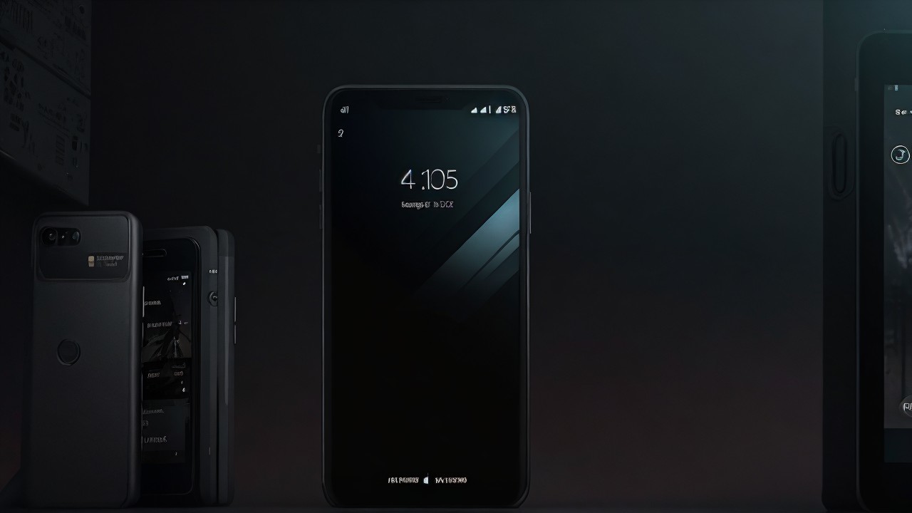 Modern smartphone with dark interface and silhouettes