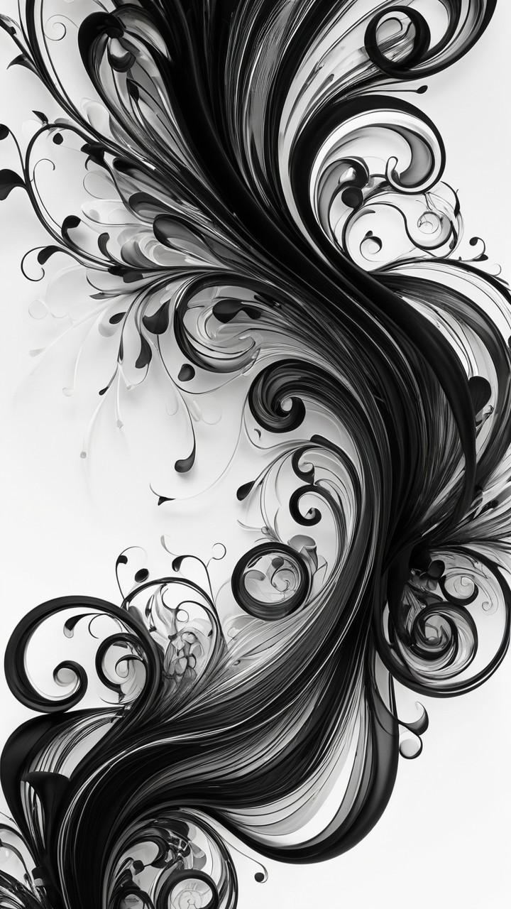 Intricate Black and White Swirling Pattern Design
